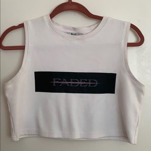White cropped Alexander Wang “Faded” muscle tee.
